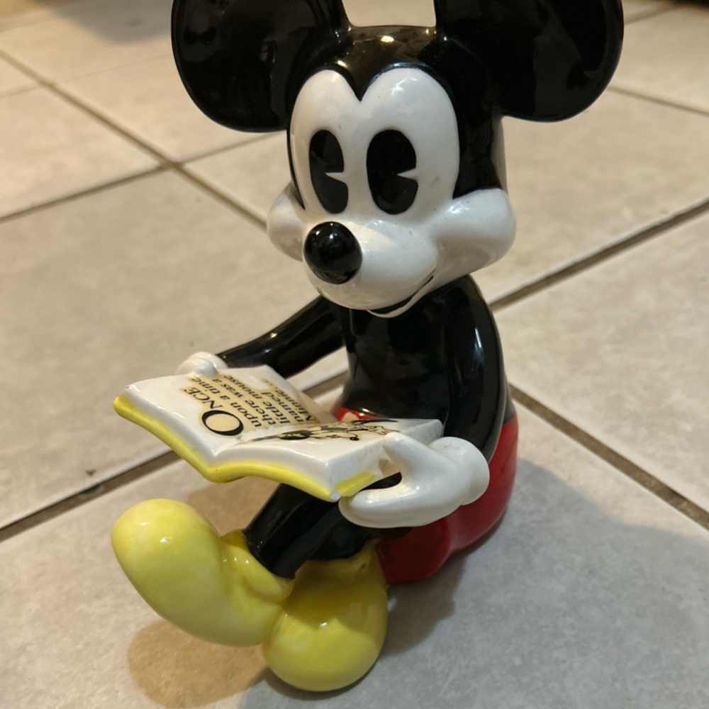 Mickey Mouse Reading Ceramic Figurine